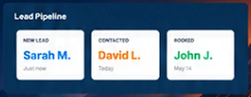 Exact CRM lead pipeline extracted from approved mockup