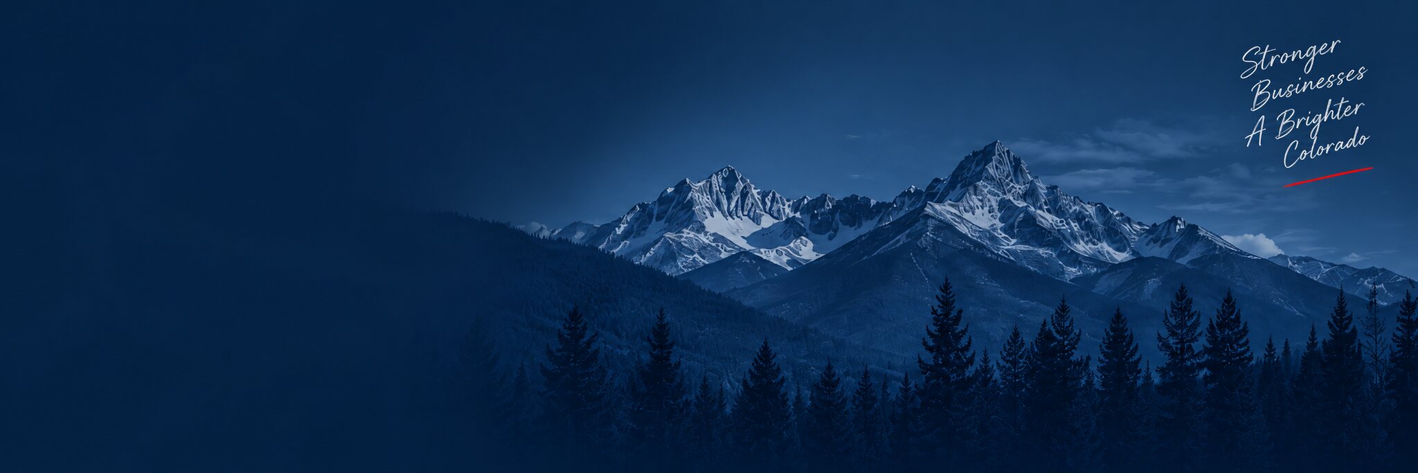 Blue Colorado mountain range and pine forest CTA background